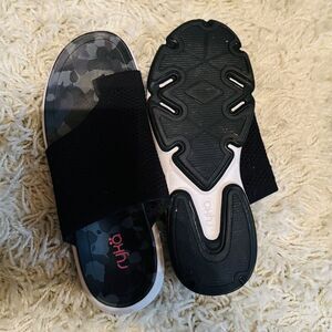 Ryka Women's Slip-On Sandals - Size 7,‎ Black with Camo Print,
 Footwear